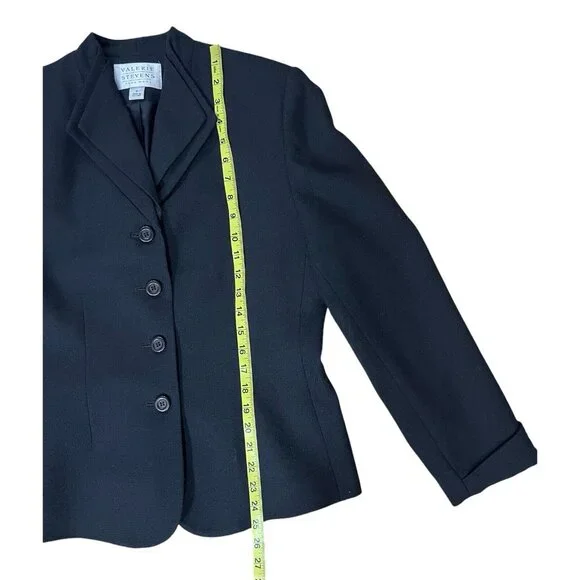 Valerie Stevens Women Wool Blazer Jacket Size 10 Black Buttons - Picture 7 of 10